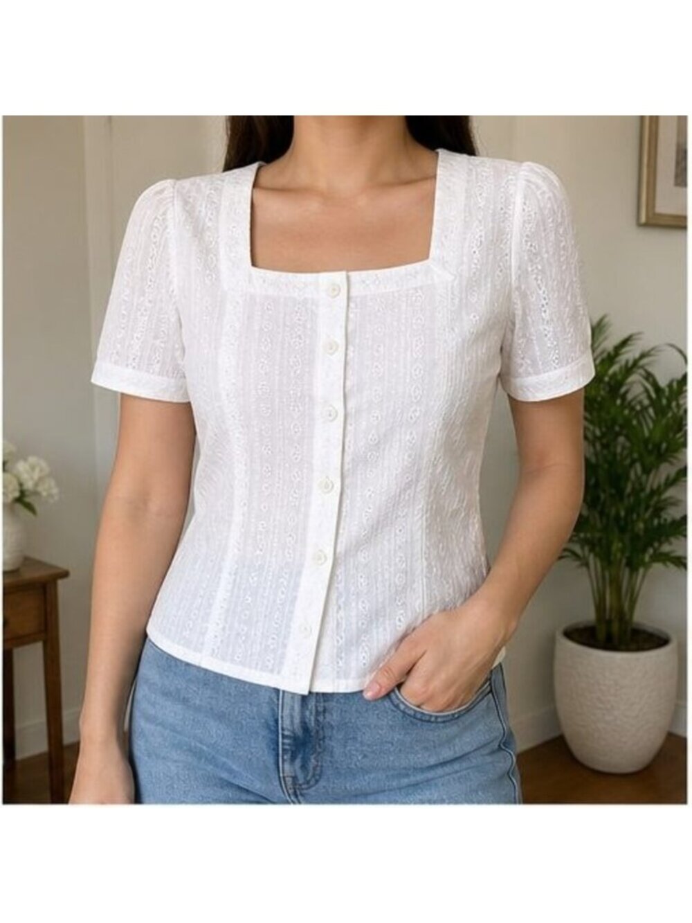 White Puff Sleeve Top